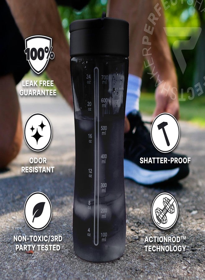 PerfectShaker Luma Series Tritan Shaker Bottle with Built-In Straw & Measurement Scale – 28oz Leakproof, BPA-Free, Dishwasher Safe Protein Shaker, Smoothie & Pre-Workout Mixer Shaker(Black) - Image 2